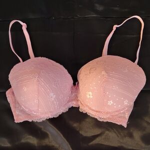 Fashion Nova Pink Lace Push Up Bra